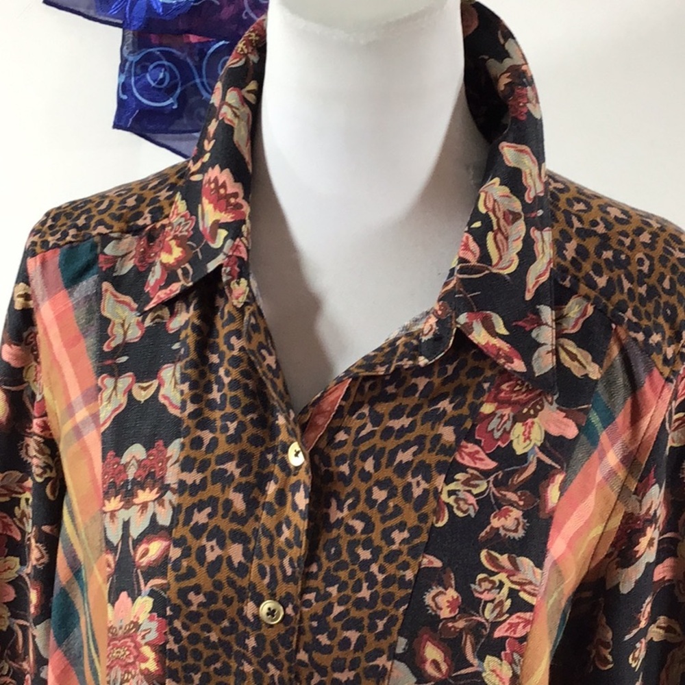 Soft Surroundings mixed pattern button tunic blouse S NWT - Picture 2 of 11